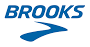 Brooks Running brand logo - the word BROOKS in blue capital letters above their blue chevron shape brand logo