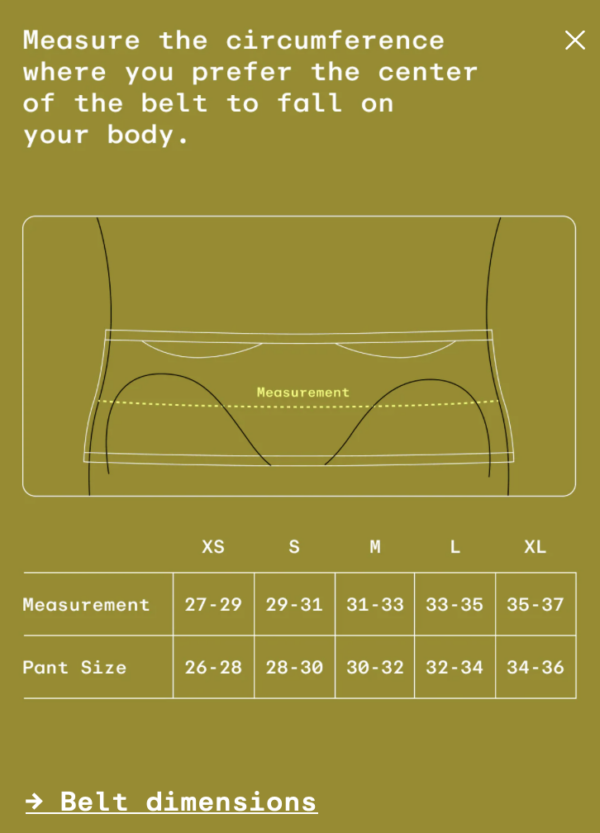 Raide LF 2L Running Belt Size Guide