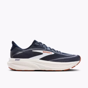 Men's Brooks Ghost 18 neutral road shoe in Navy Blazer/Red Earth/Blue